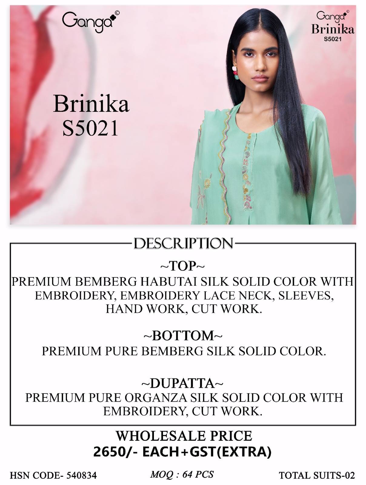BRINIKA 5021 Series By GANGA FASHION Stylish Beautiful Colourful PURE SILK Dresses At Wholesale Price